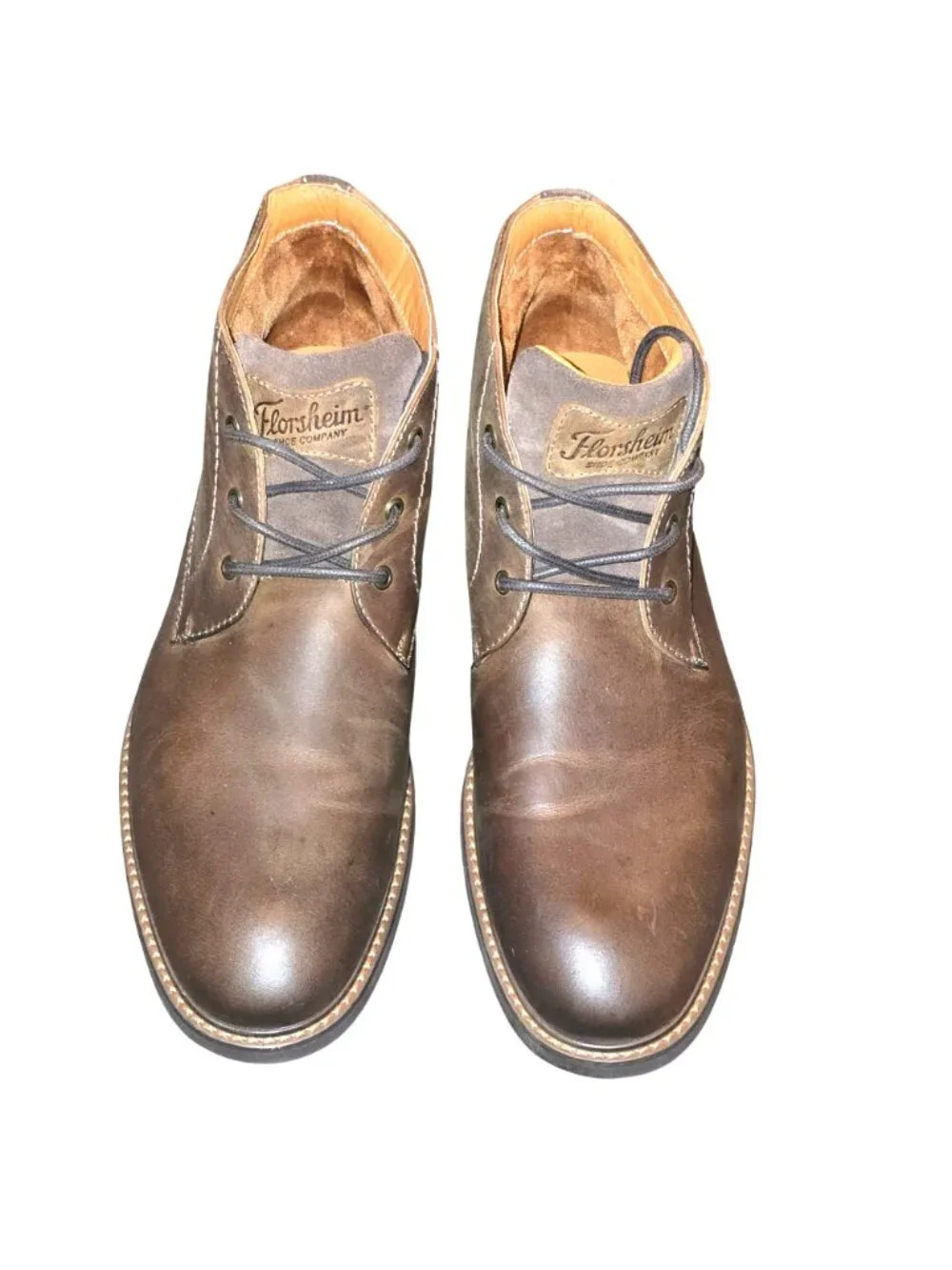 Florsheim Mens Lace-Up Leather Brown Chukka Boots Ortholite Size 10.5M CM2373